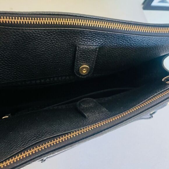 Kate Spade Black Leather Kalen Chester Street Satchel purse bag w strap EUC - Picture 7 of 9